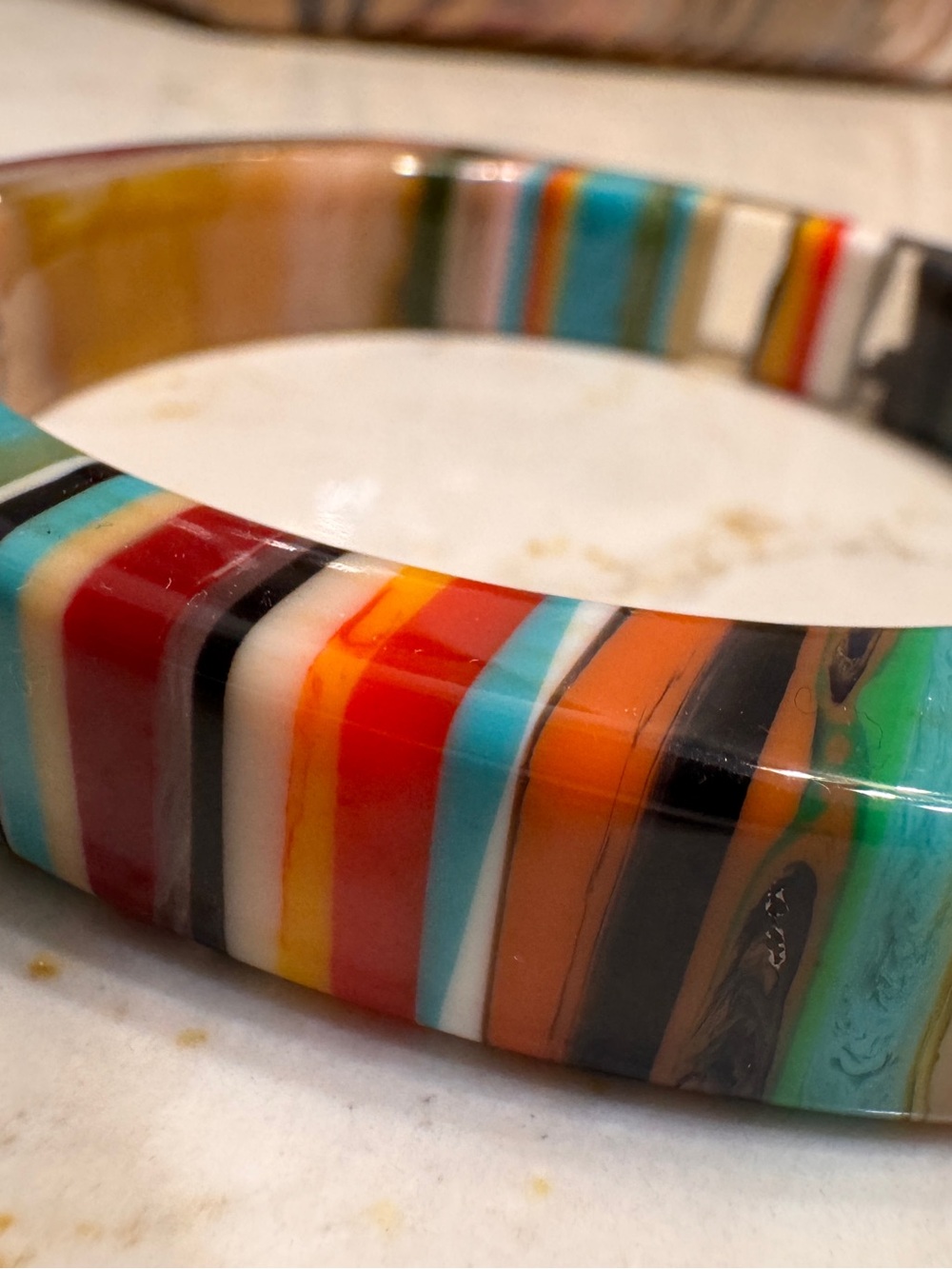 Erin McDermott St. Tropez Multicolor Striped Resin Bangle Bracelet
